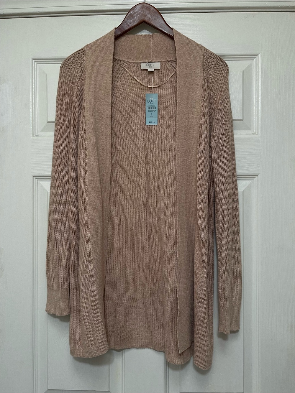 LOFT Open-Front Cardigan in Blush Taupe